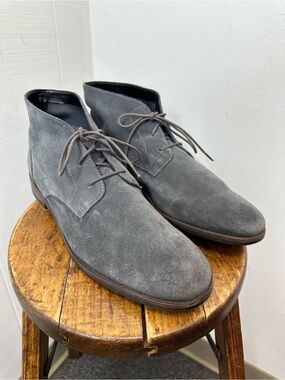 Clarks Ankle Boots Men's 10M Blue Suede Chukka Lace Dr. Marten Softwair Insole